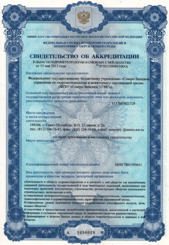 свидетельство об аккредитации
